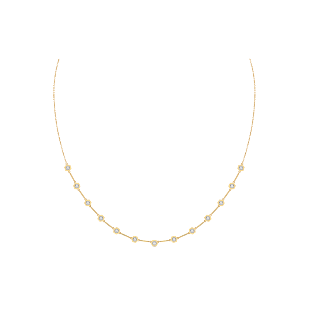 Hexagon Bezel Diamond Spaced Necklace – Henri Noël
