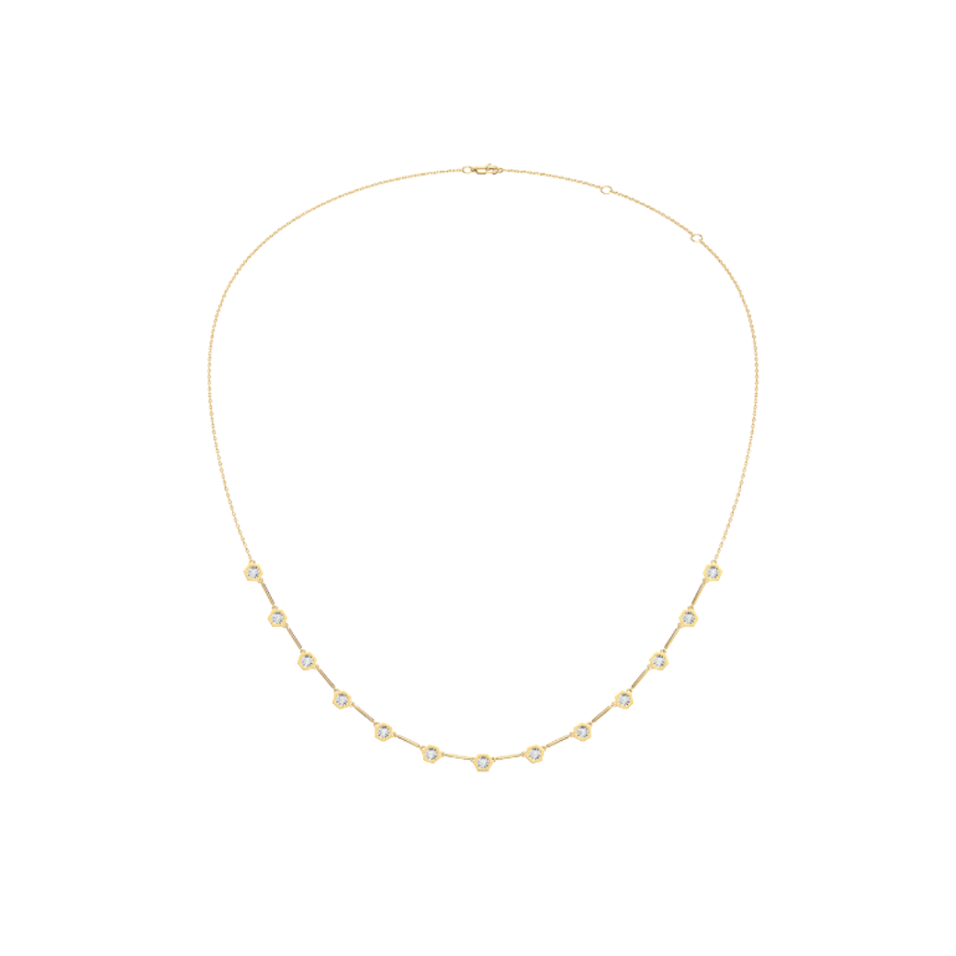 Hexagon Bezel Diamond Spaced Necklace – Henri Noël