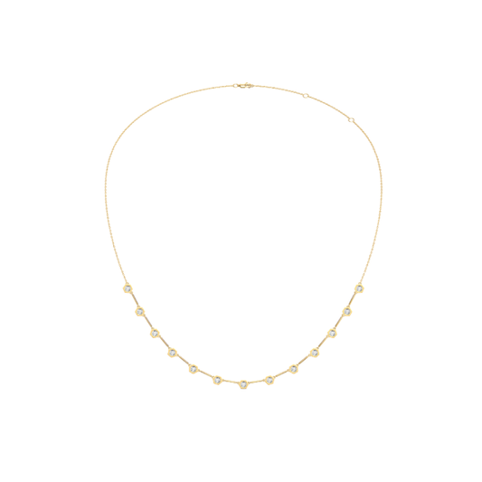 Hexagon Bezel Diamond Spaced Necklace – Henri Noël