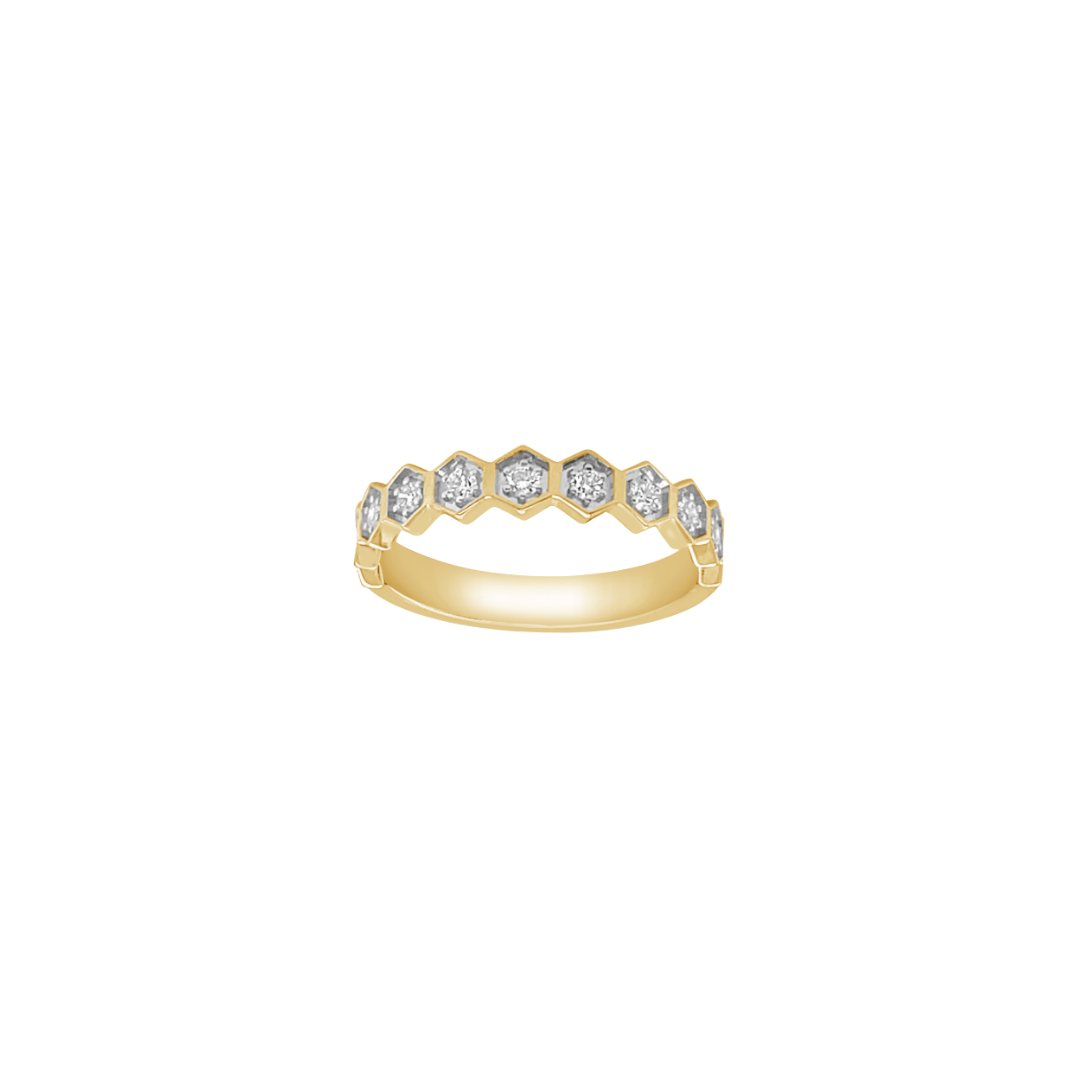 Hexagon Bezel Round Diamond Ring – Henri Noël
