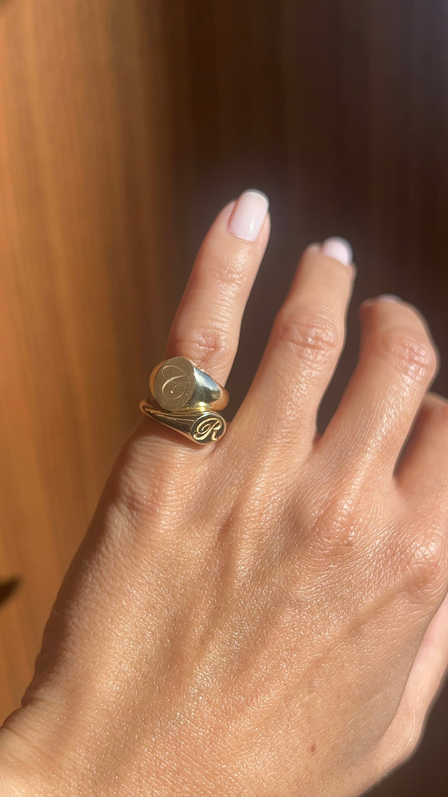 gold initial signet pinky ring