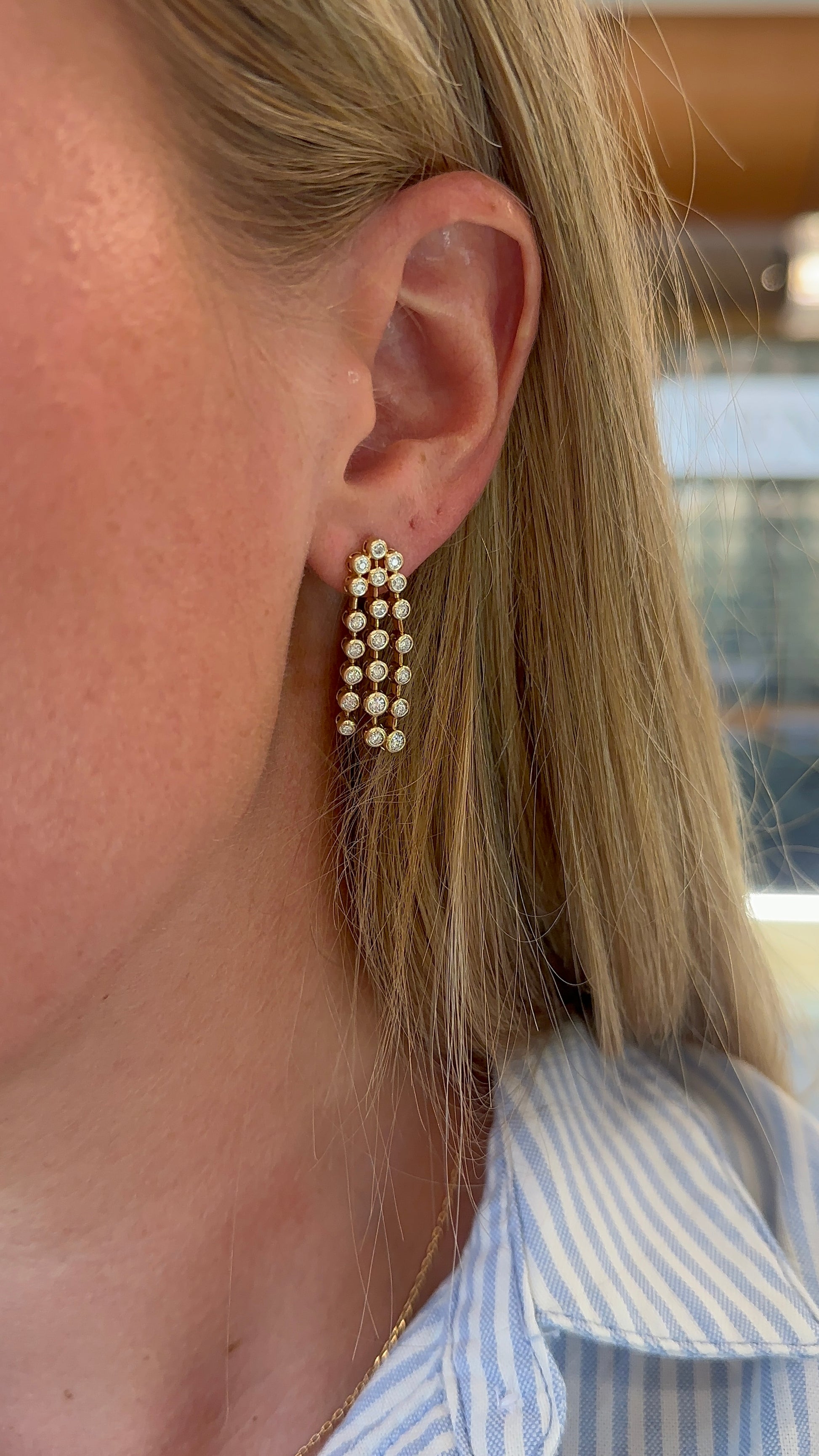 Bezel Diamond Chandelier Earrings – Henri Noël