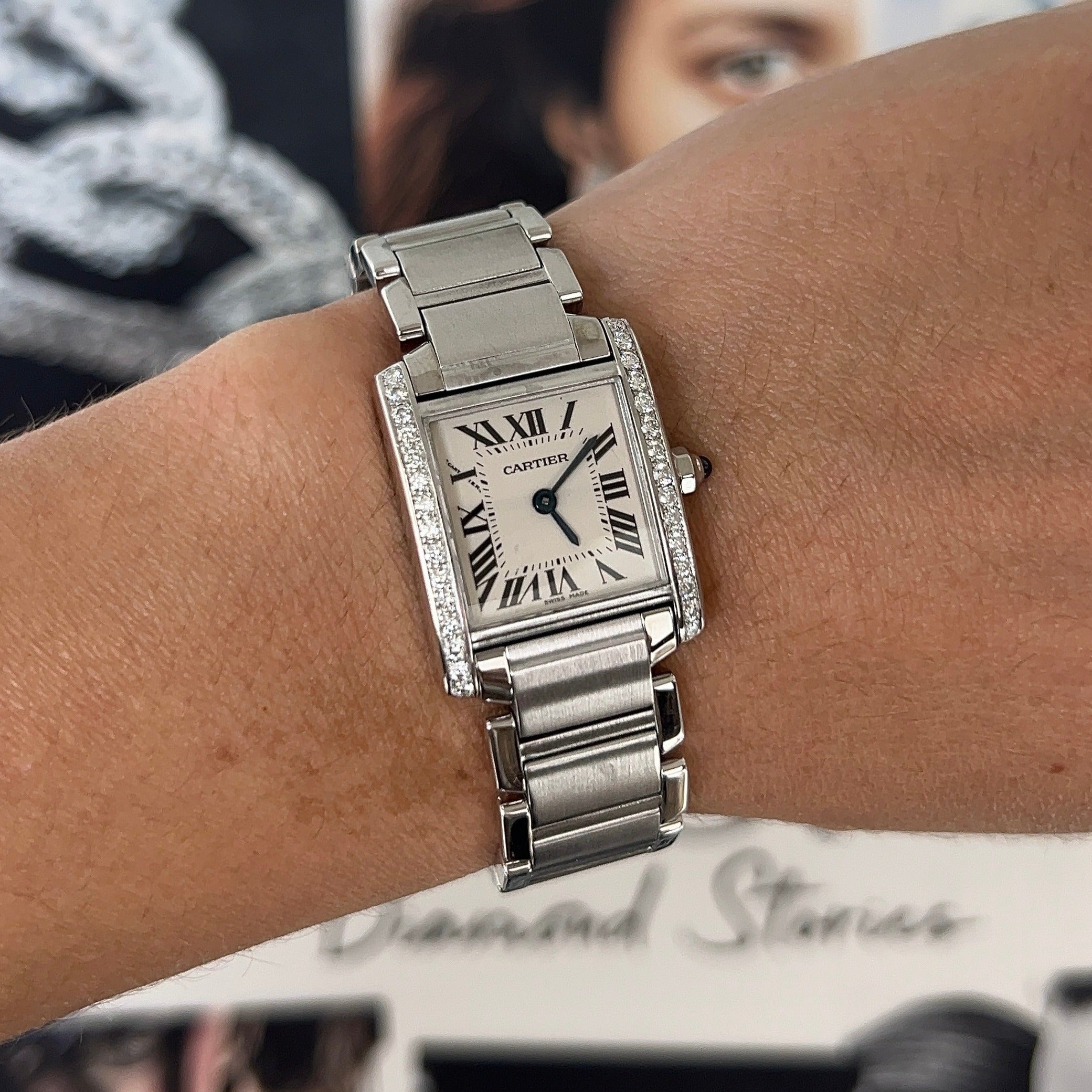 Cartier diamond hotsell tank watch