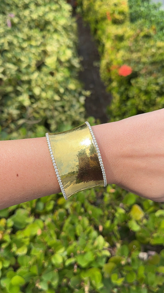Estate Gold and Diamond Cuff Bangle