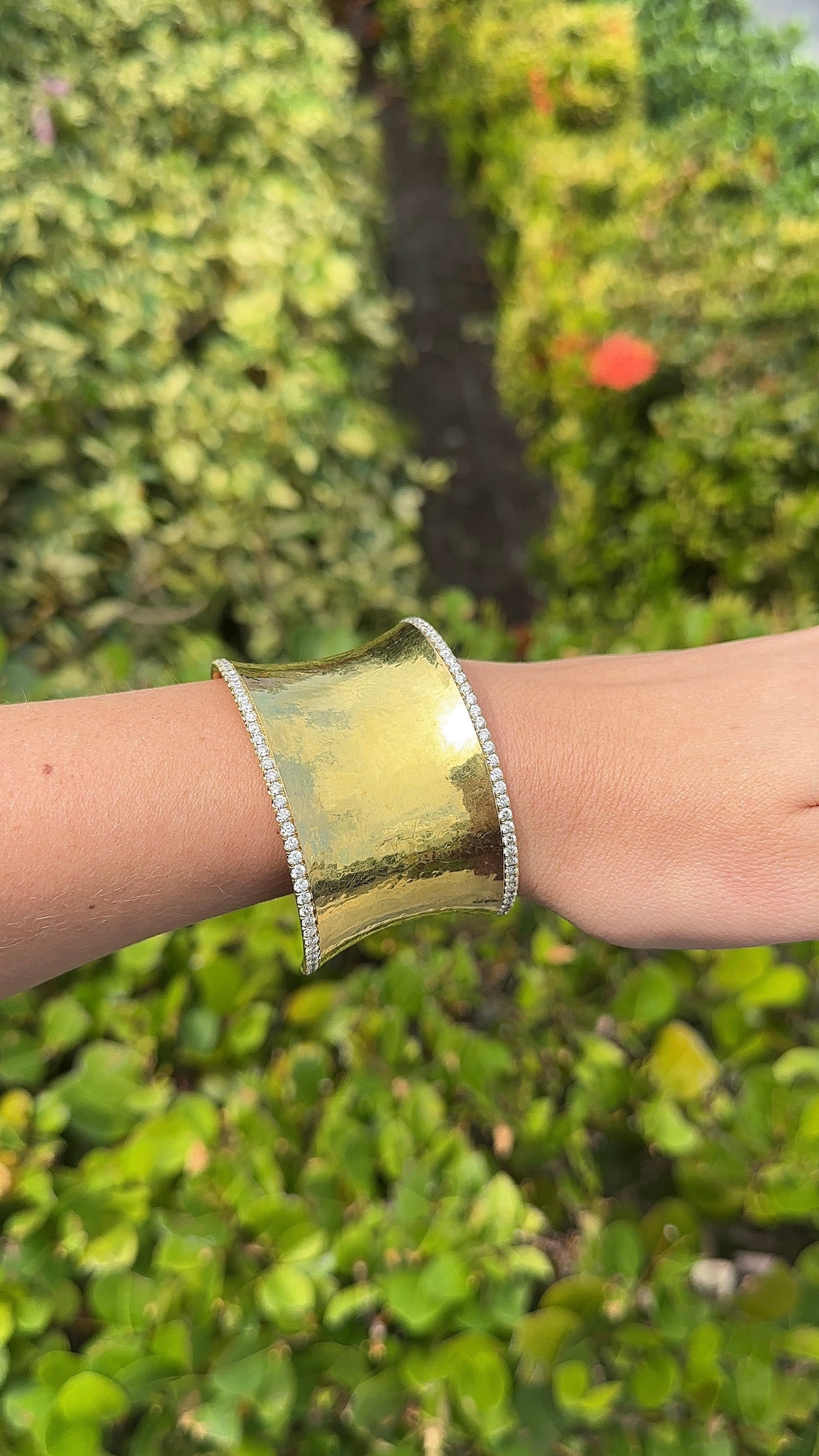 Estate Gold and Diamond Cuff Bangle