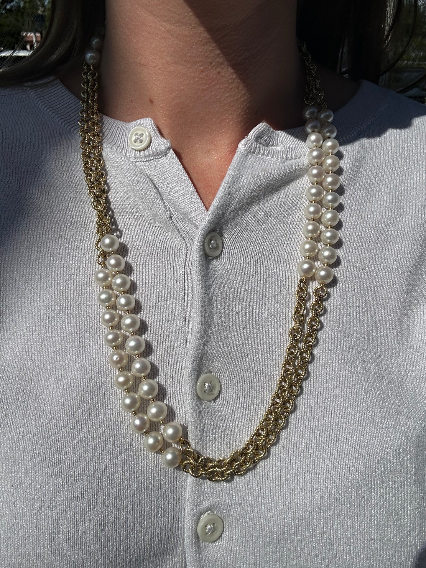 Estate David Yurman Pearl & Gold Necklace