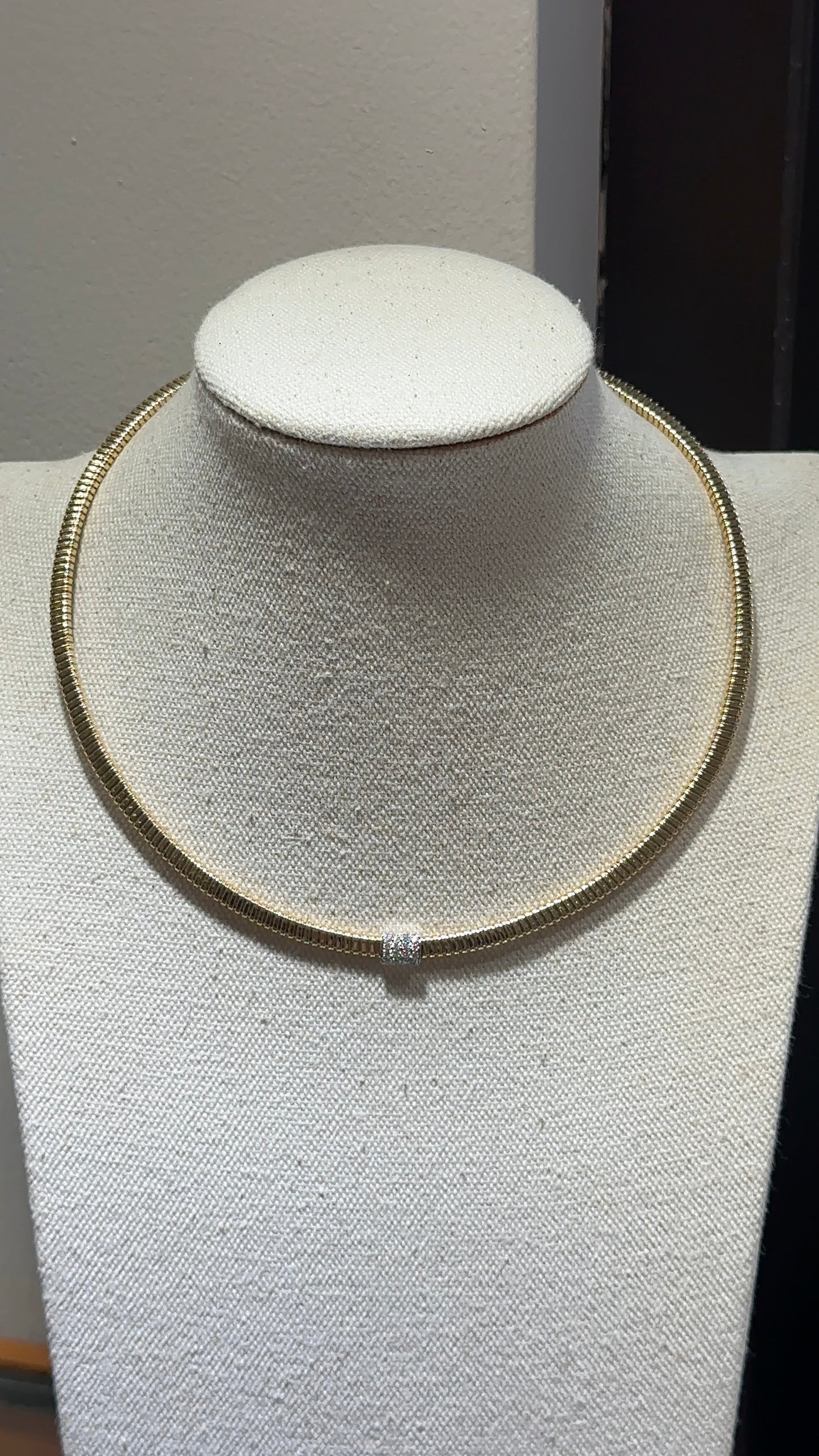 Estate Diamond and Gold Flex Omega Necklace