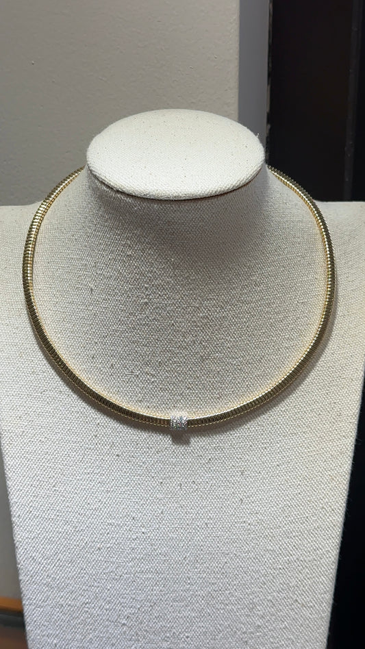 Estate Diamond and Gold Flex Omega Necklace
