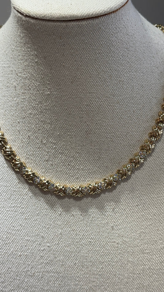 Estate Tiffany Criss-Cross Diamond Necklace