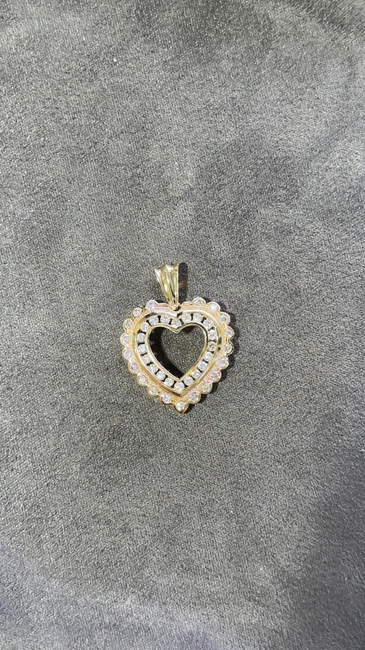 Estate Diamond and Gold Heart Pendant