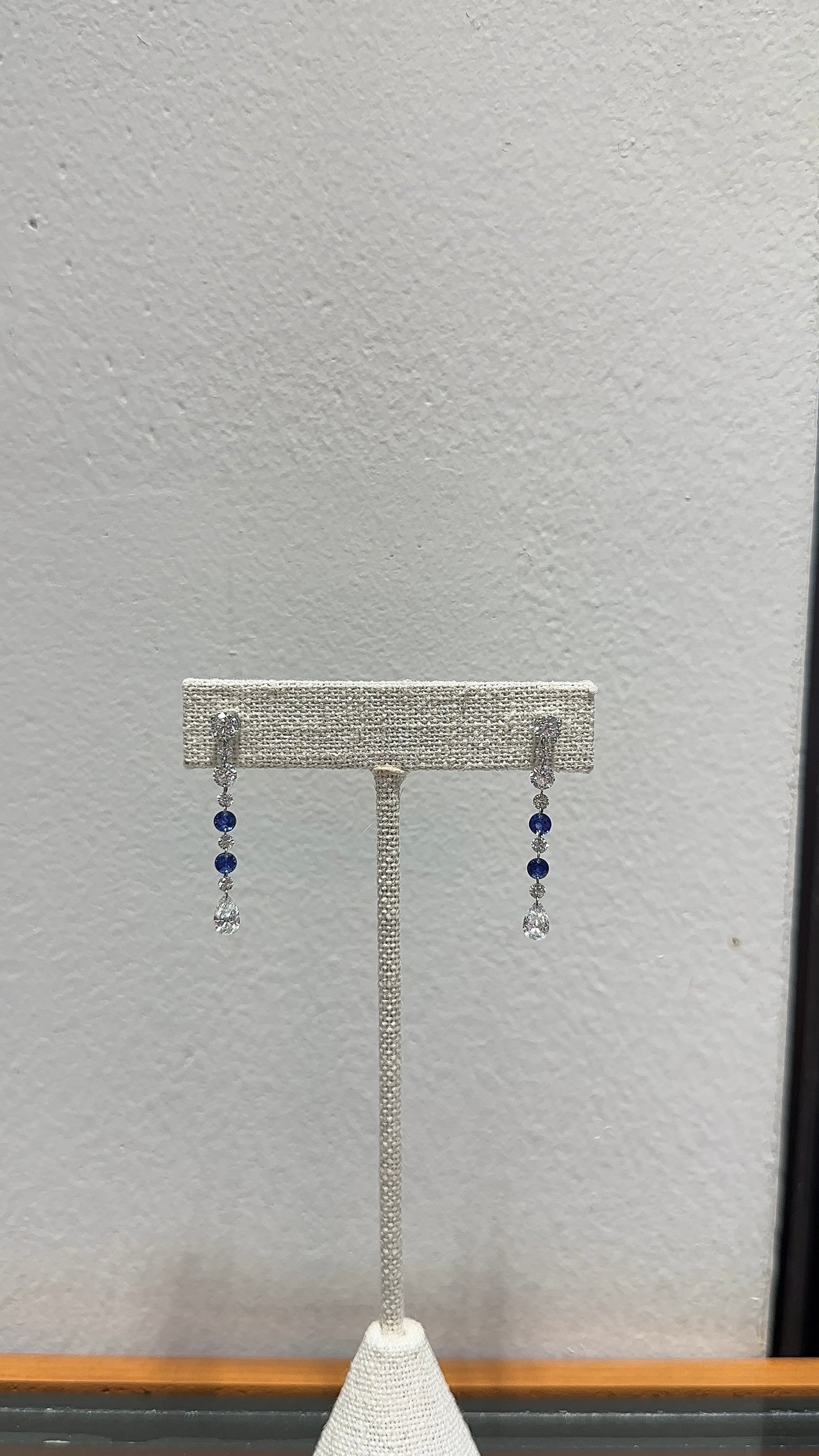 Estate Diamond and Blue Sapphire Drop Earrings