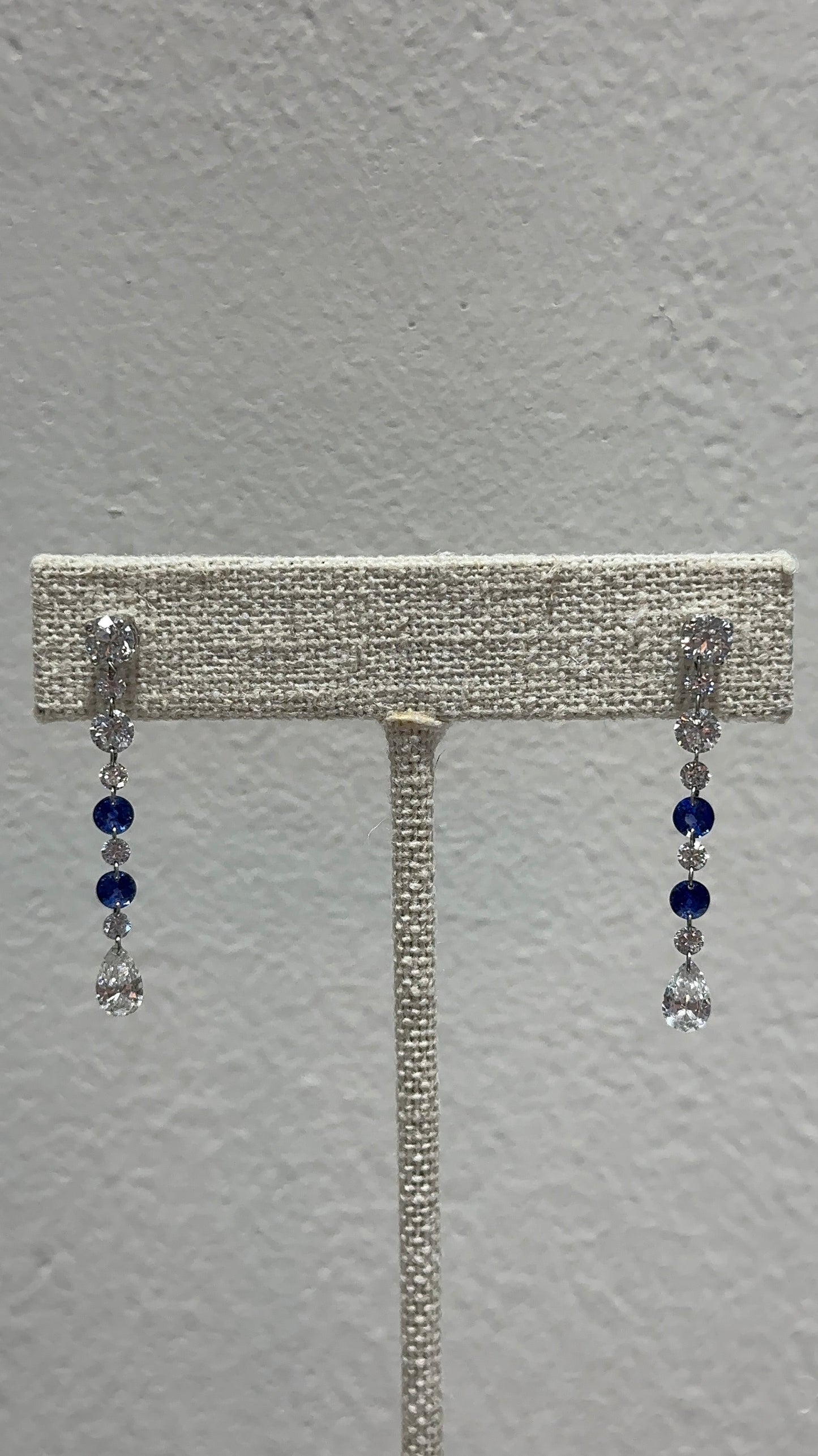 Estate Diamond and Blue Sapphire Drop Earrings