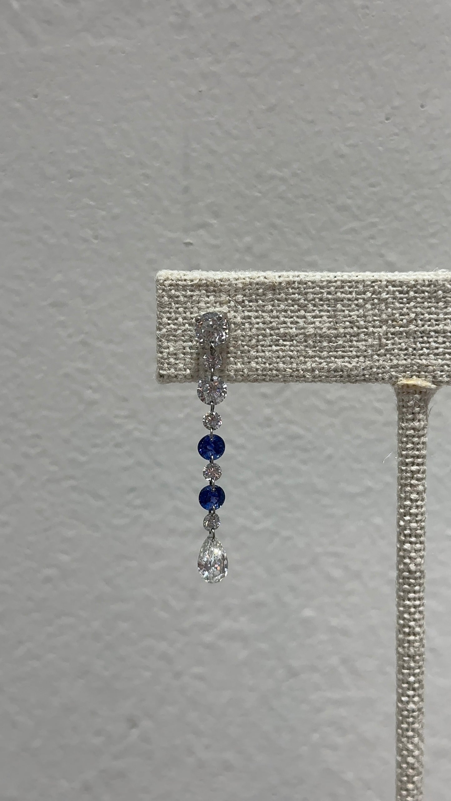 Estate Diamond and Blue Sapphire Drop Earrings