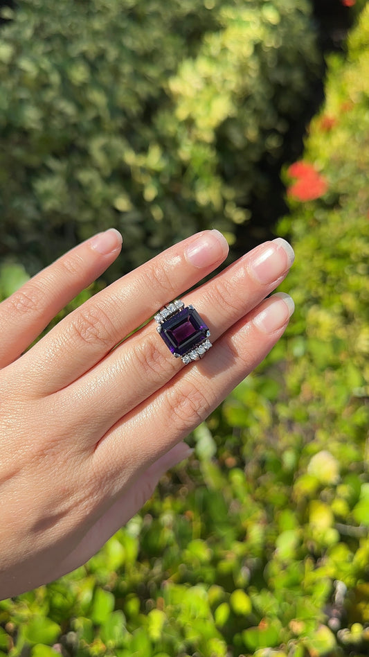 Estate Amethyst and Diamond Ring