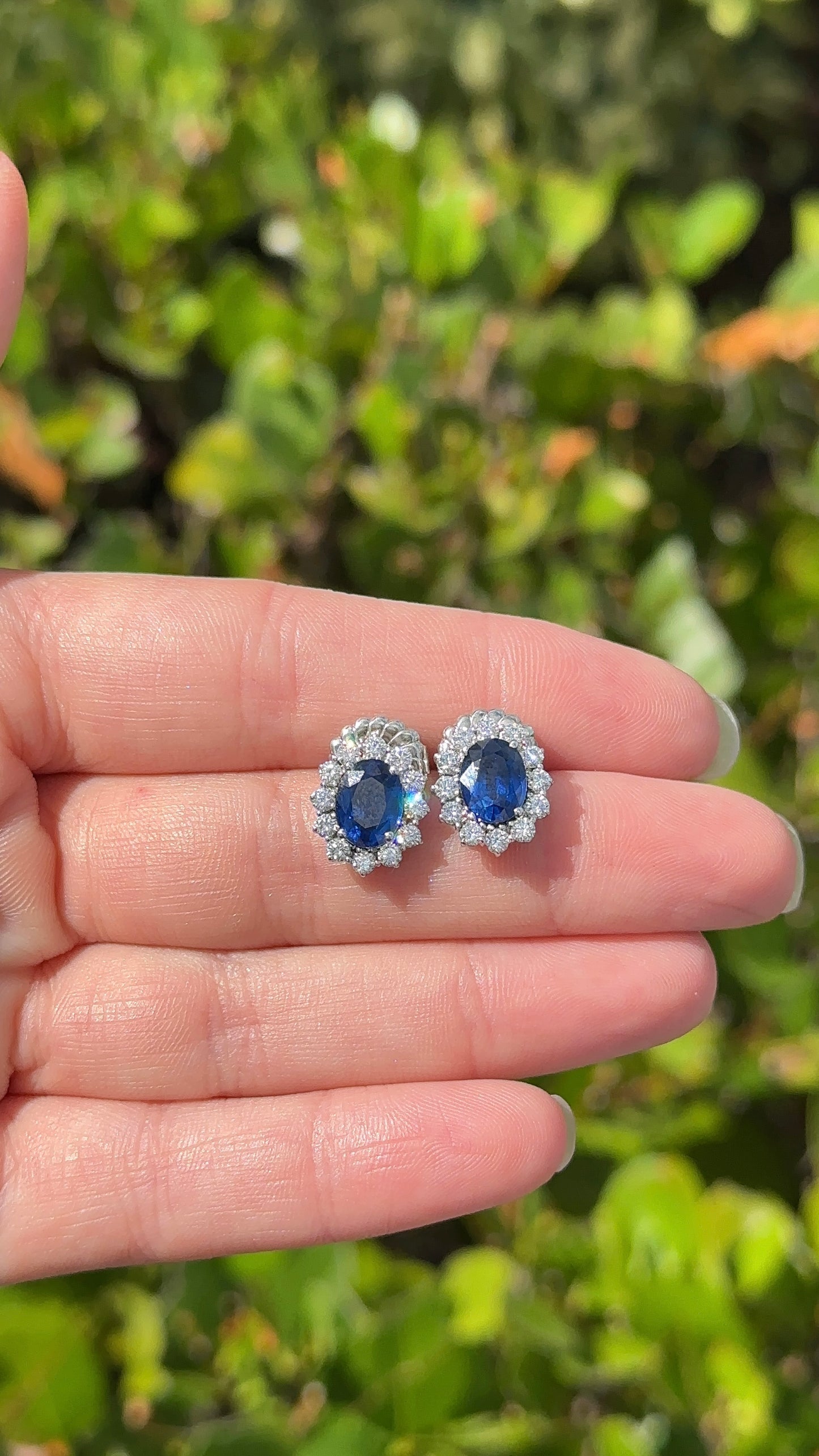 Estate Blue Sapphire and Diamond Studs