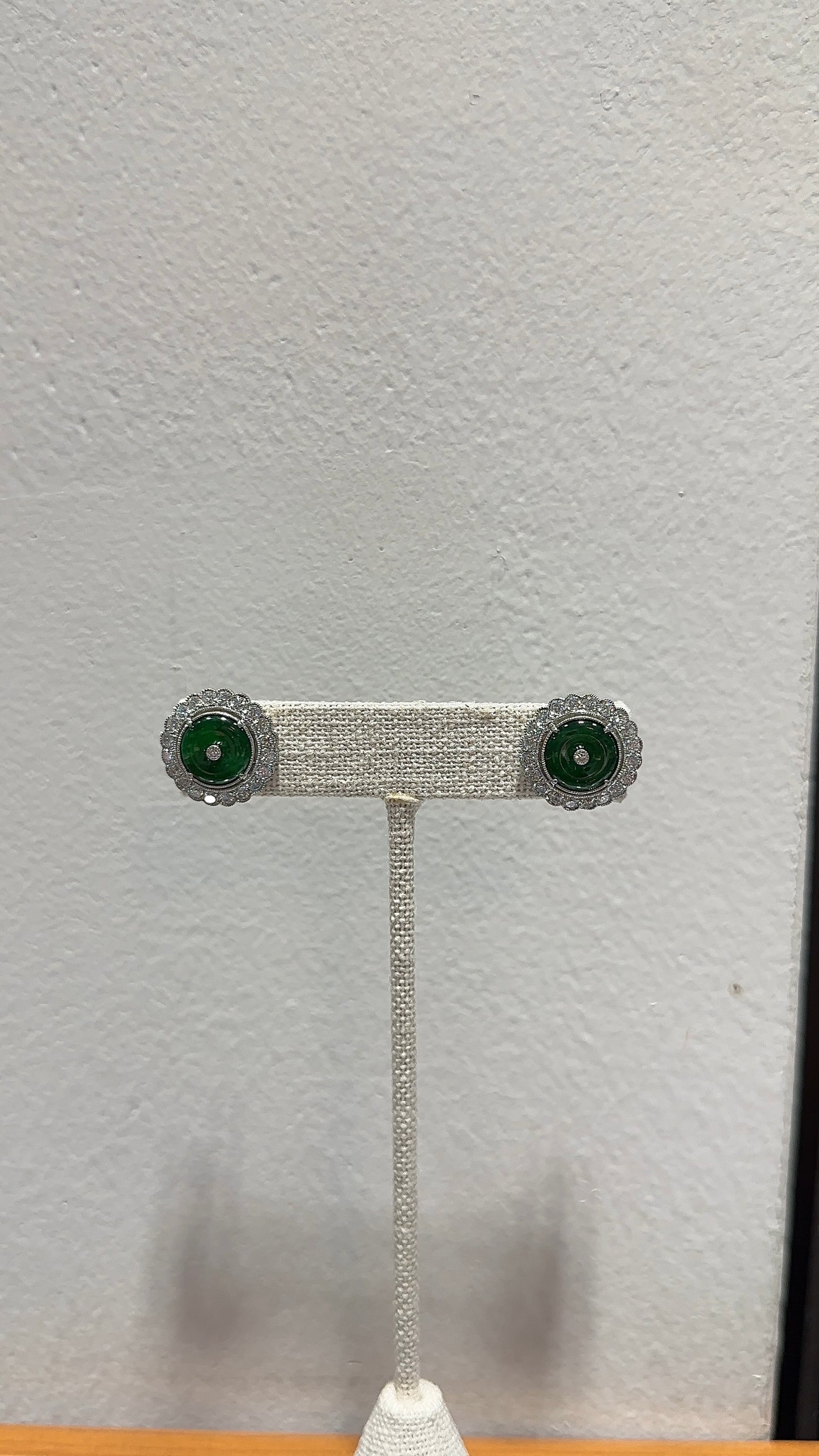 Estate Jade and Diamond Earrings