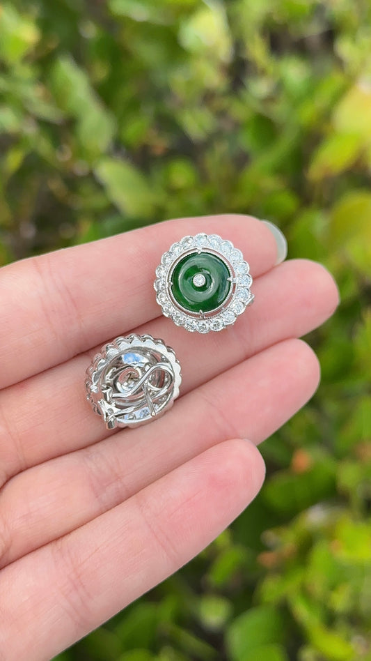 Estate Jade and Diamond Earrings