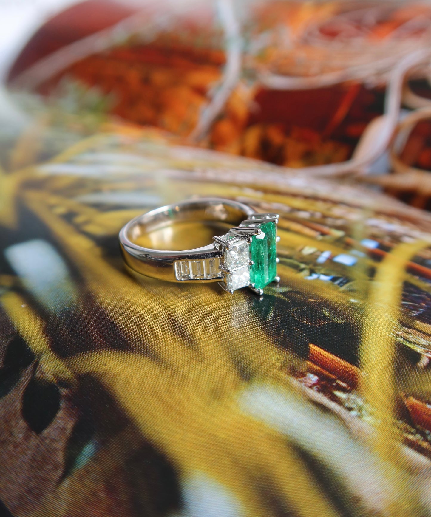 Vintage Emerald and Diamond Cocktail Ring