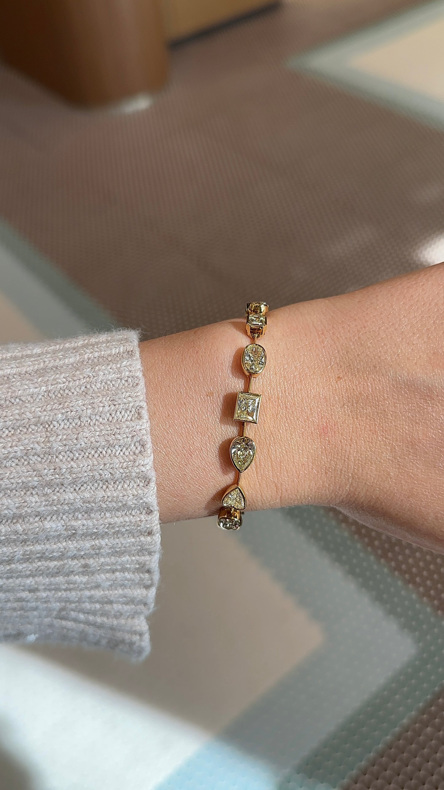 Fancy Shape Bezel Yellow Diamond Bracelet