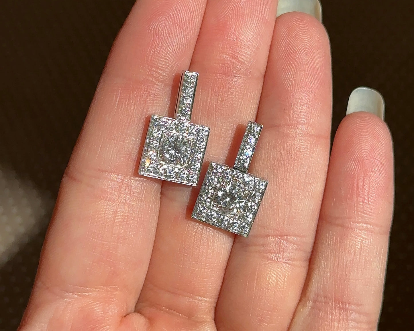Square Pave Diamond Drops