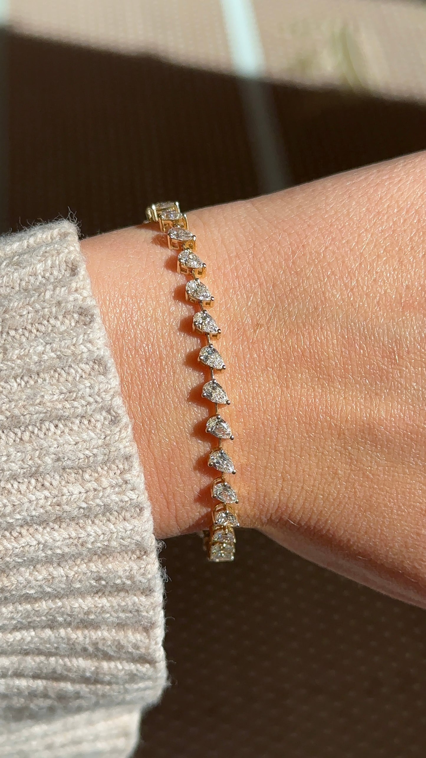 Spaced Pear Diamond Tennis Bracelet
