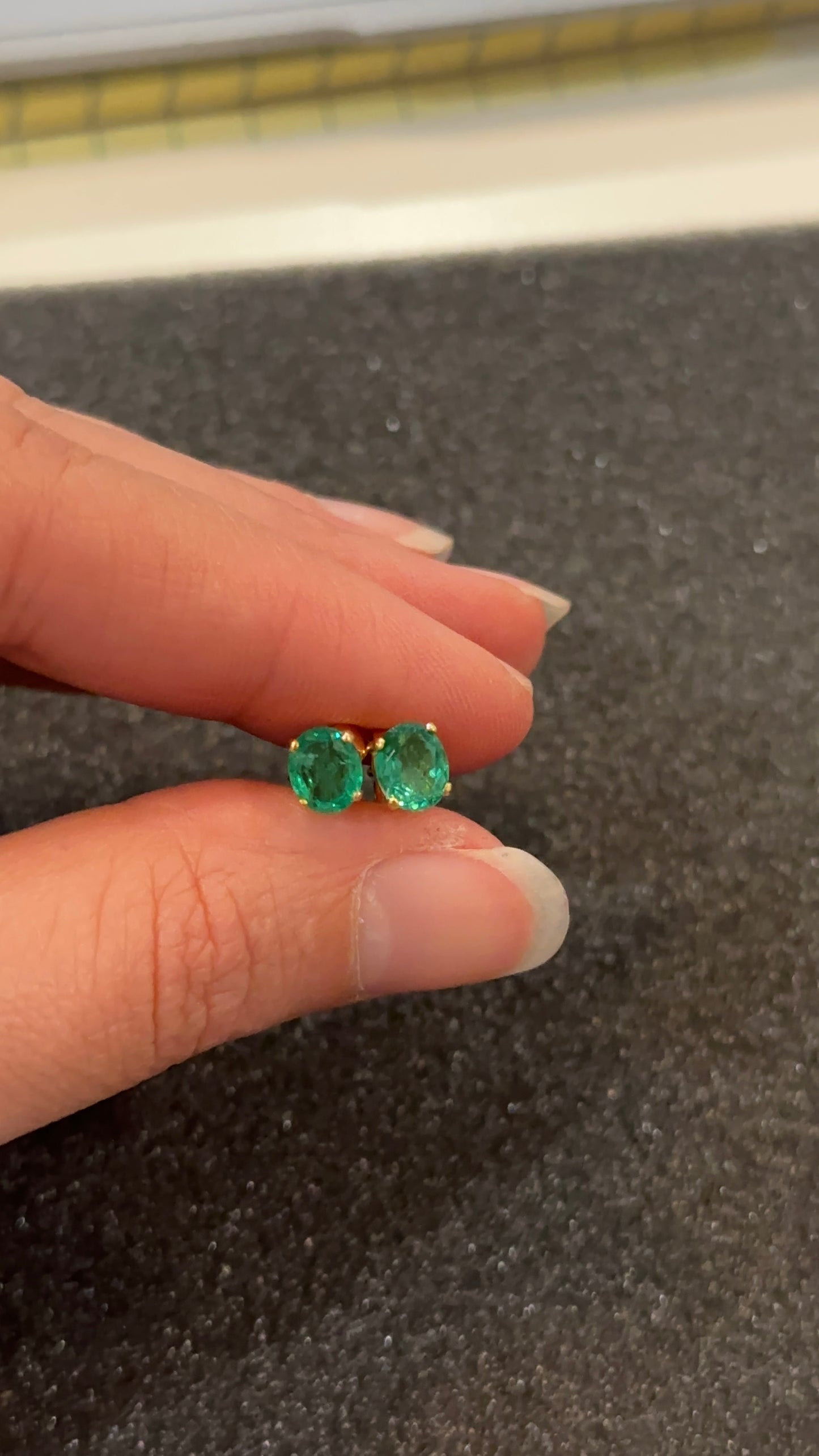 Vintage Oval Emerald Studs