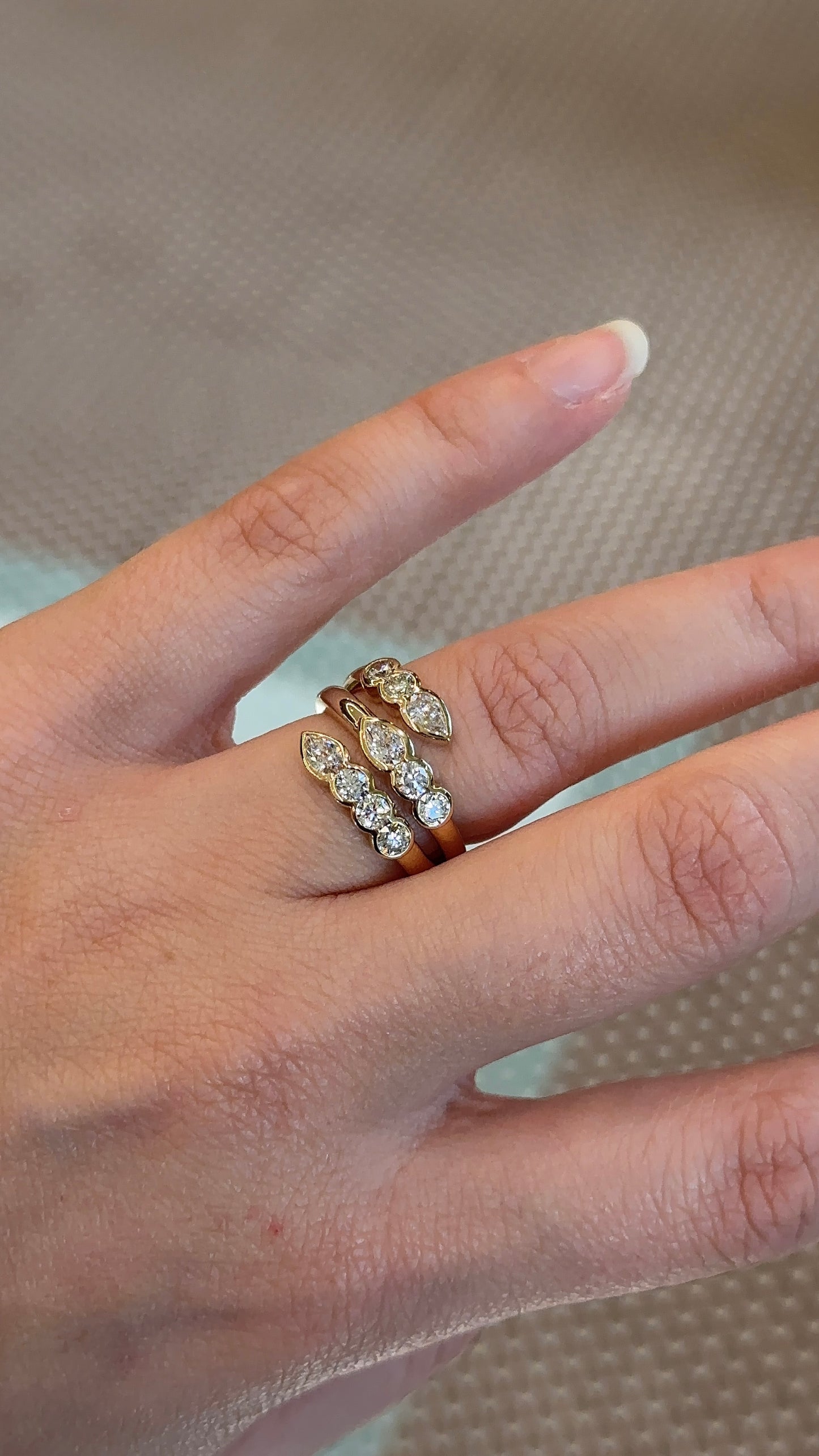 Pear and Round Diamond Bypass Ring