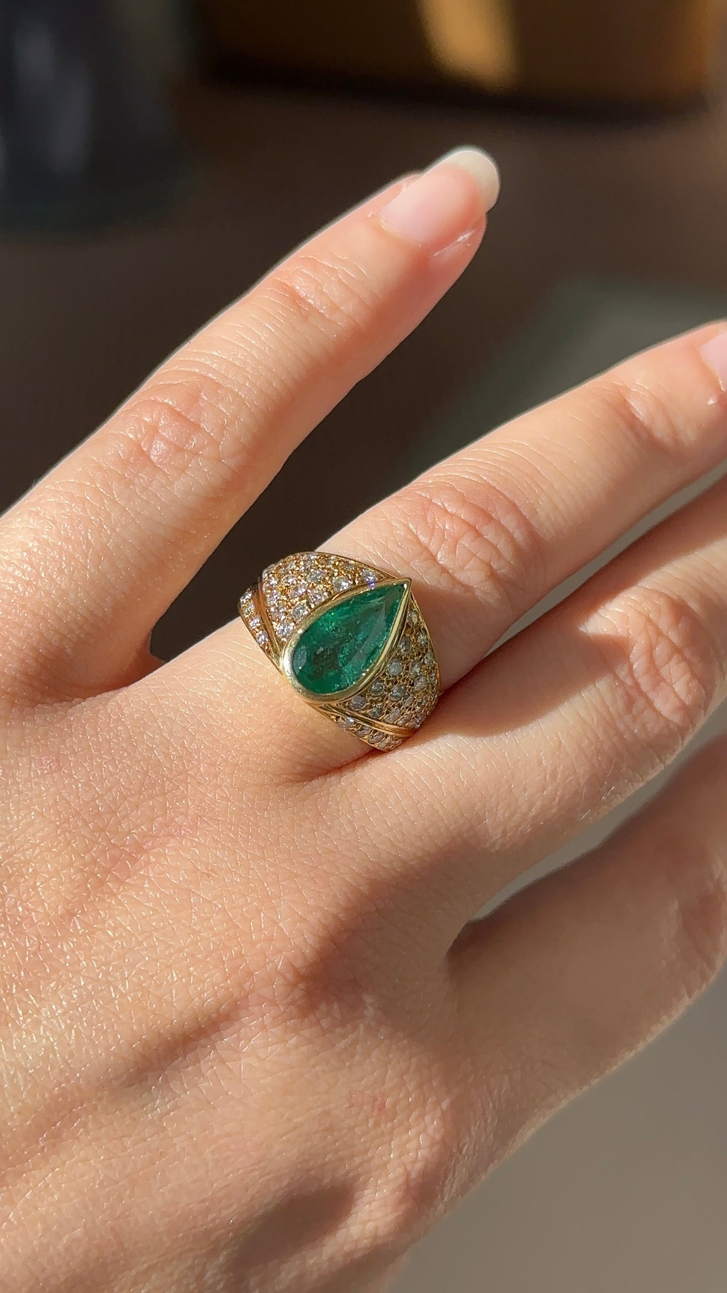 Vintage Pear Shape Emerald Ring