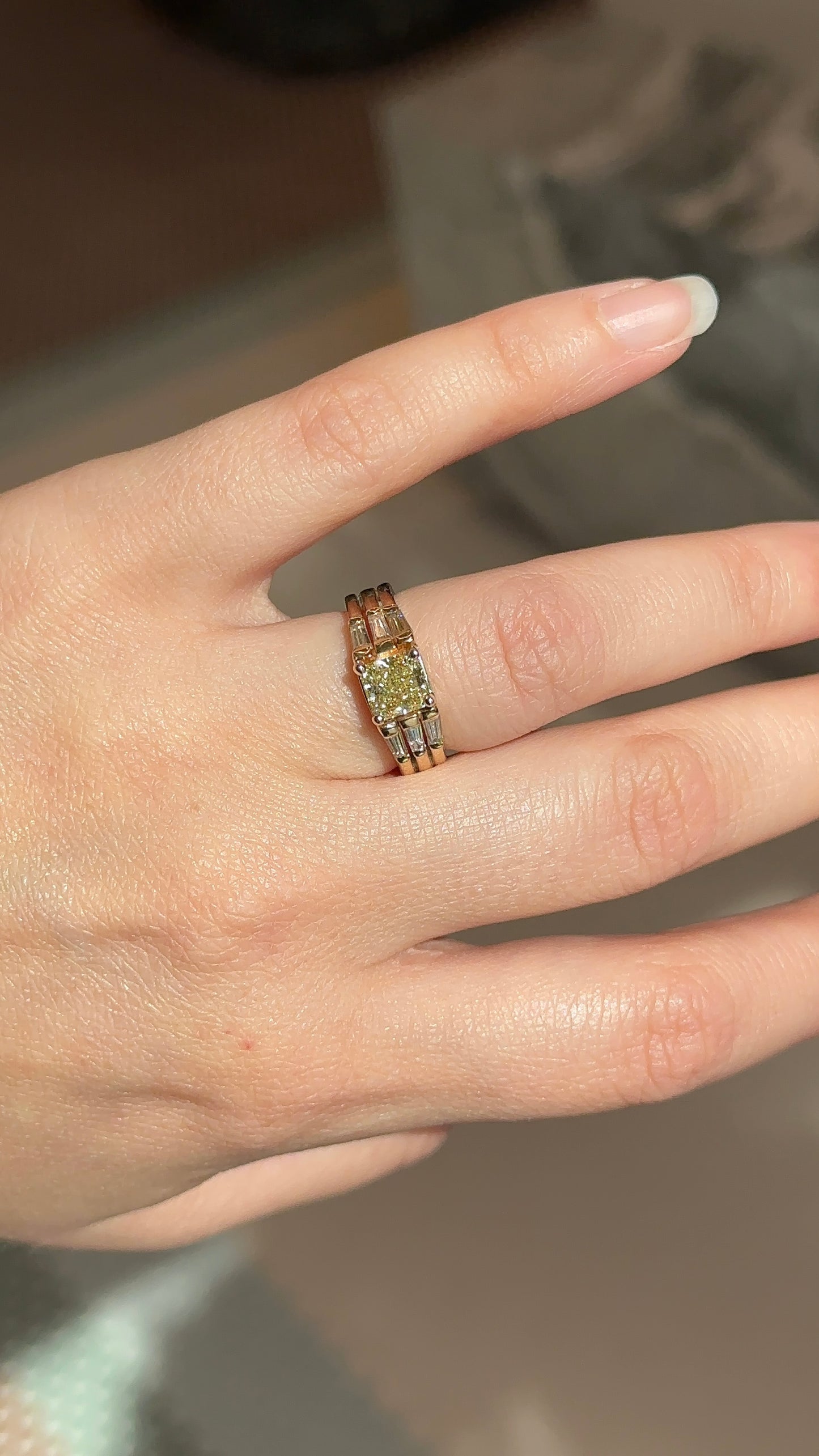 Vintage Three Band Yellow Diamond Ring