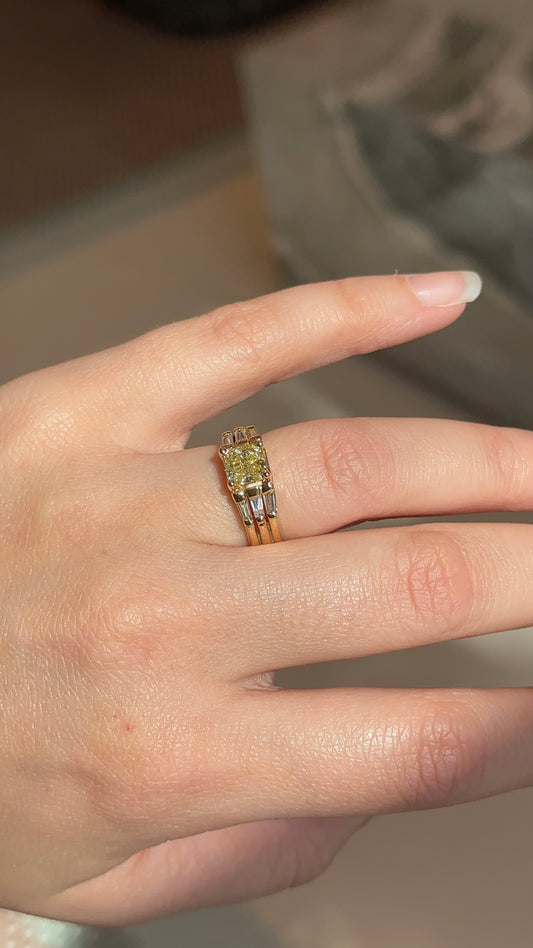 Vintage Three Band Yellow Diamond Ring