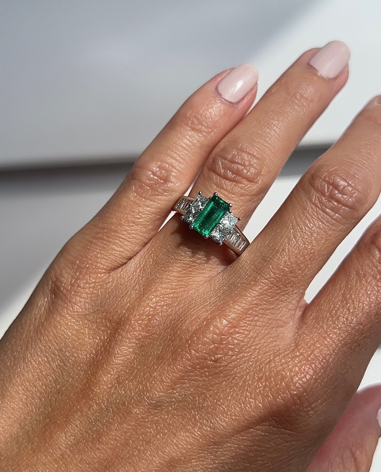 Vintage Emerald and Diamond Cocktail Ring