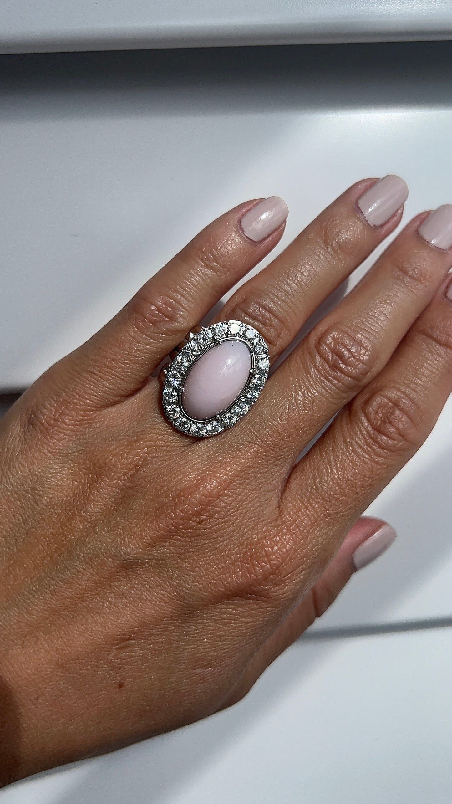 Vintage Coral and Diamond Cocktail Ring