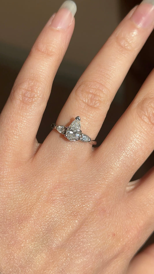 Triple Pear Diamond Engagement Ring