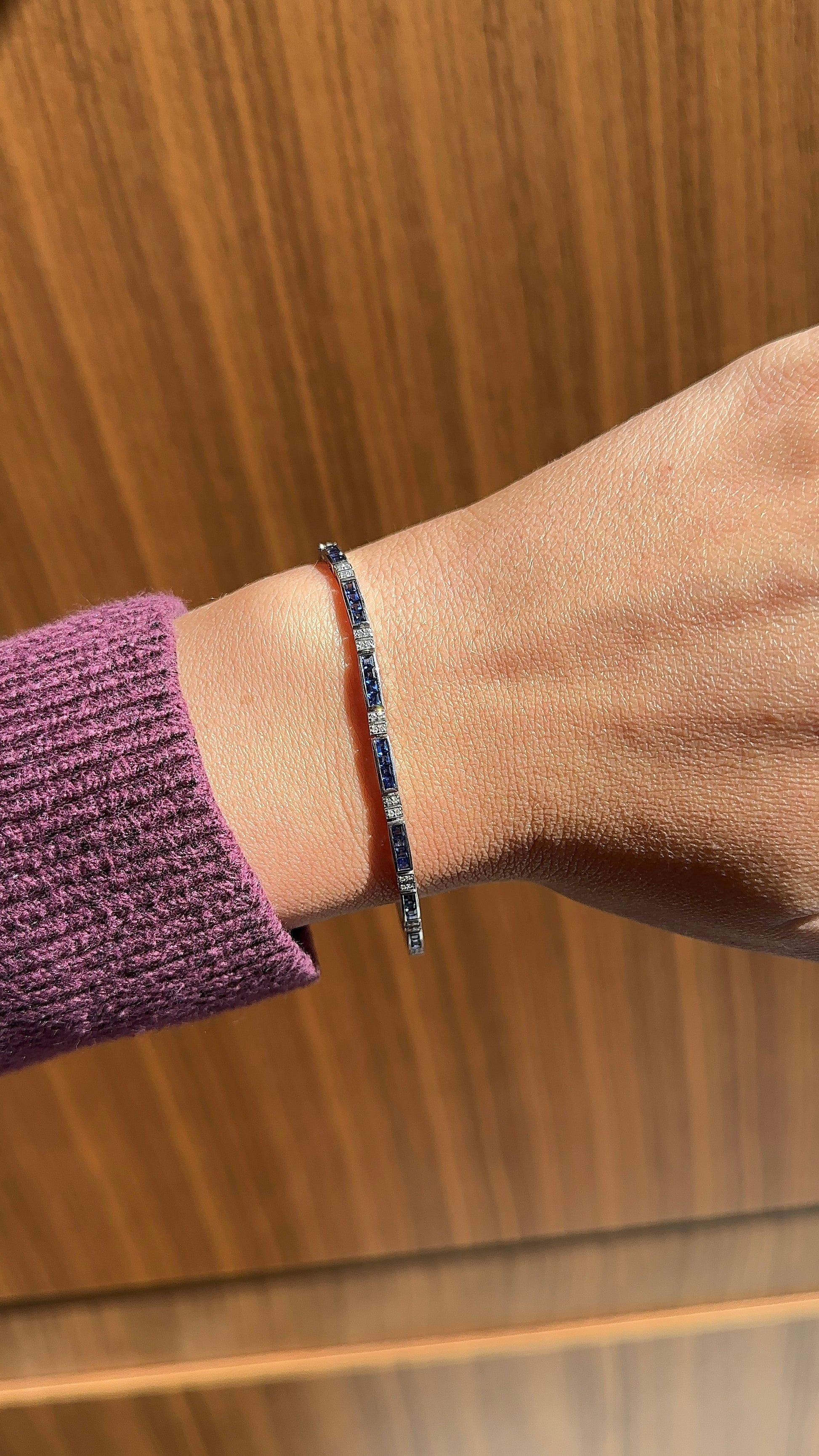 Vintage Blue Sapphire and Diamond Tennis Bracelet – Henri Noël