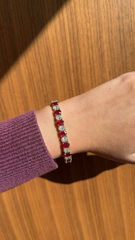 Oval Ruby and Diamond Tennis Bracelet
