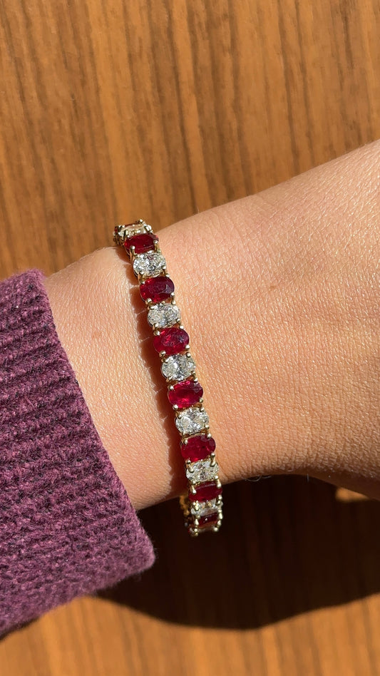 Oval Ruby and Diamond Tennis Bracelet