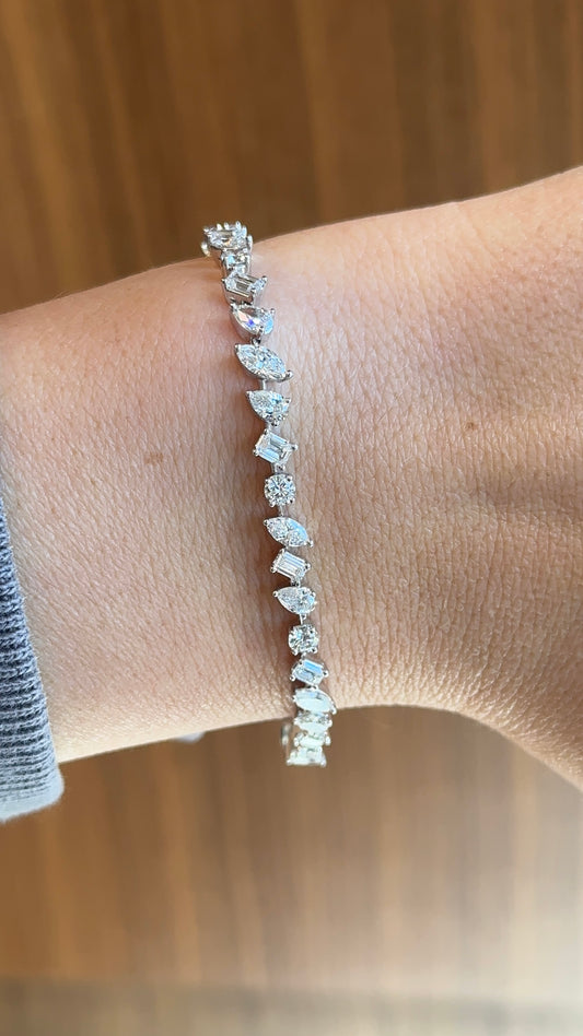 Prong Mixed Shape Diamond Tennis Bracelet – Henri Noël