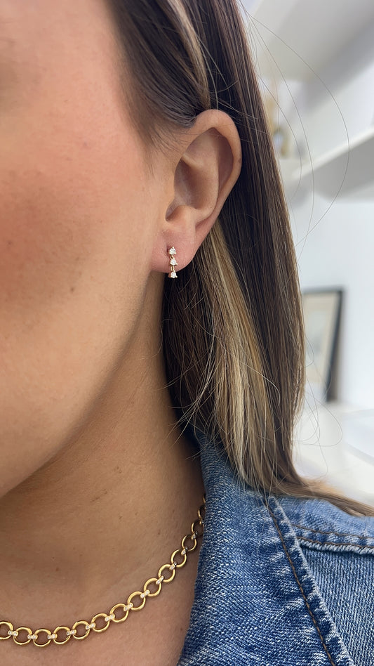 Triple Diamond Drop Earrings