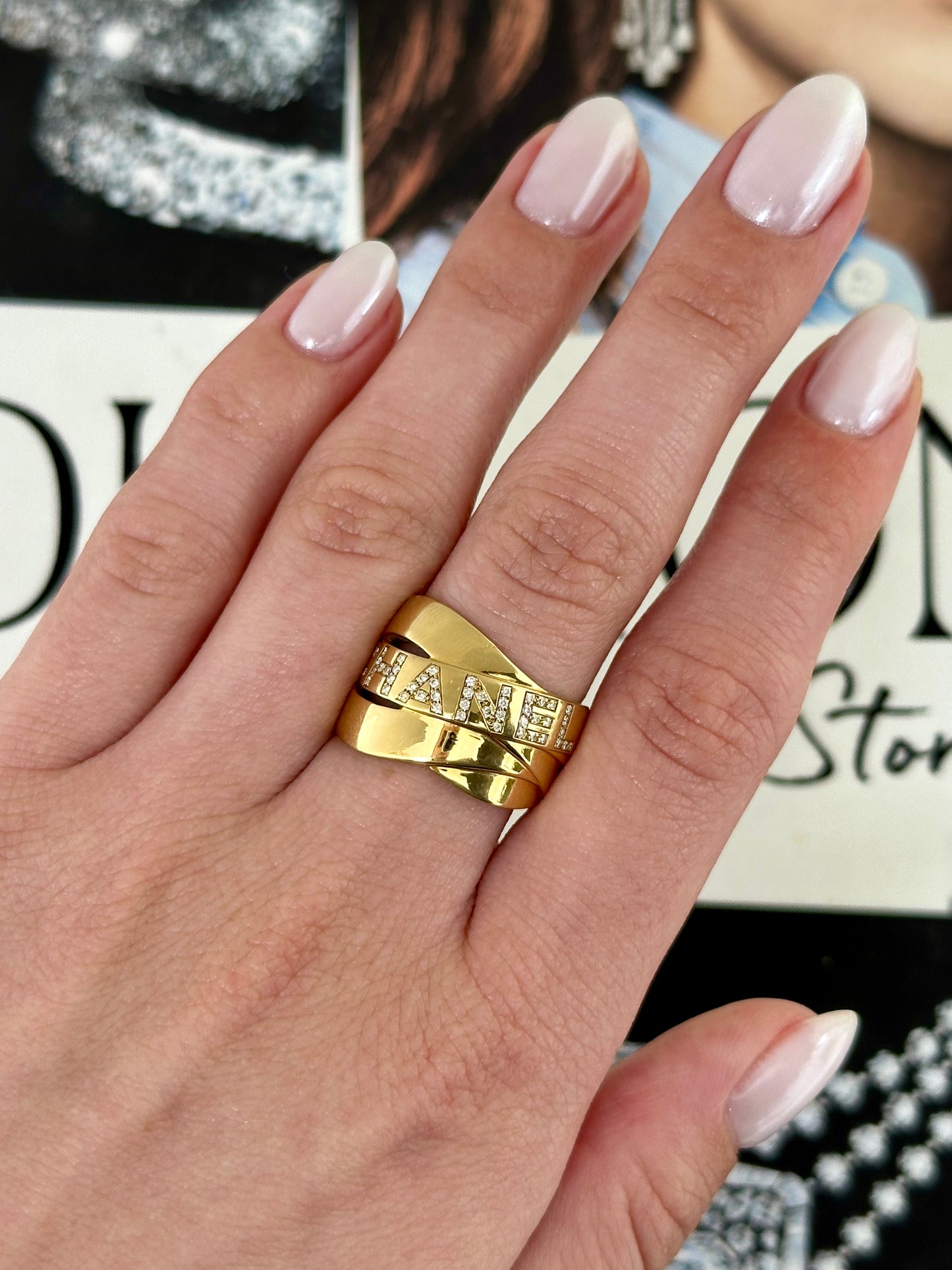 Chanel 18 Karat Gold Diamond "Bolduc" Ring