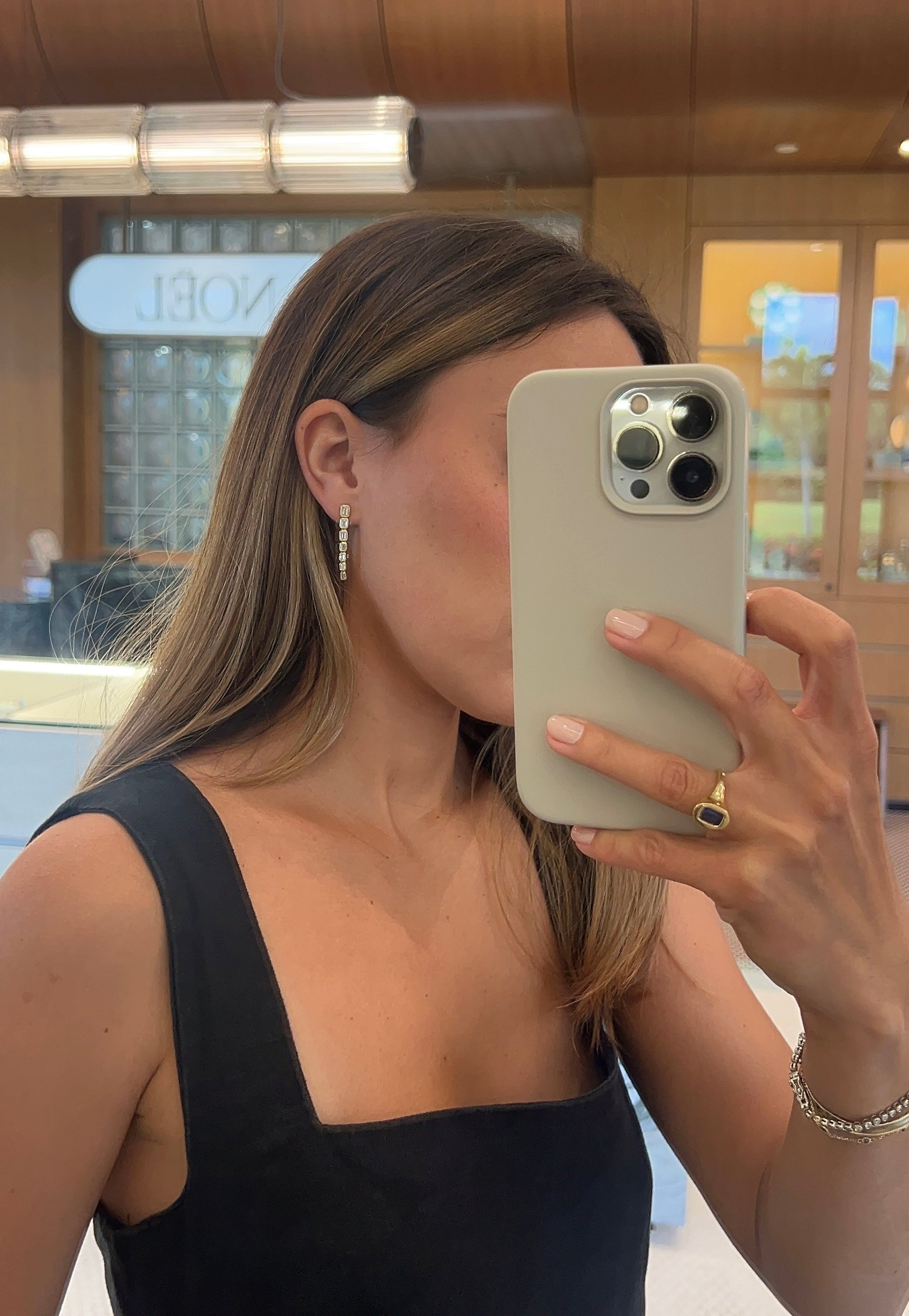 Graduated Bezel Emerald Cut Diamond Drops – Henri Noël