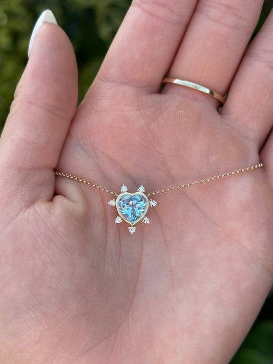 Starburst Gemstone Heart Necklace