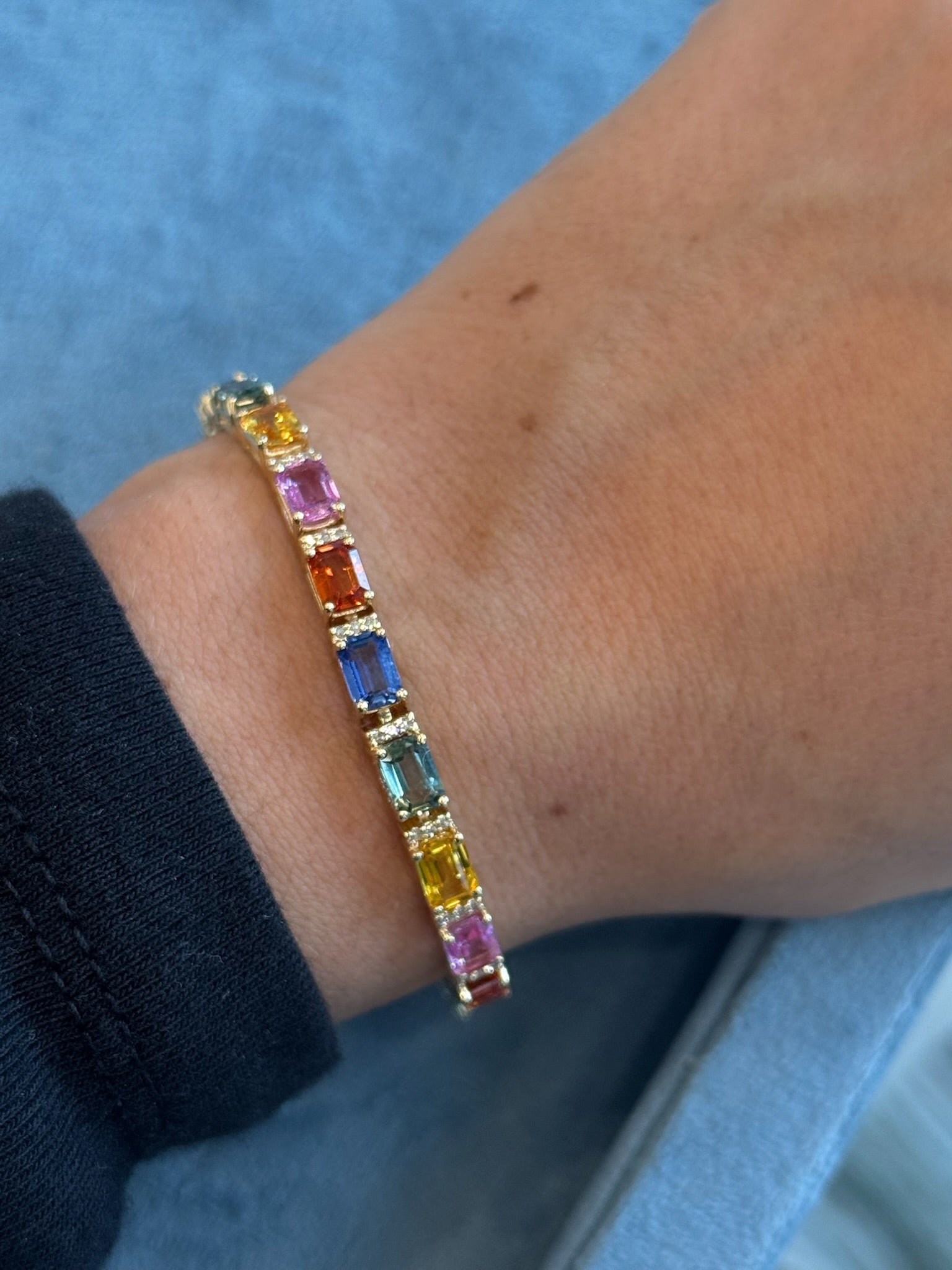 Vintage Effy Rainbow Sapphire and Diamond Tennis Bracelet – Henri Noël