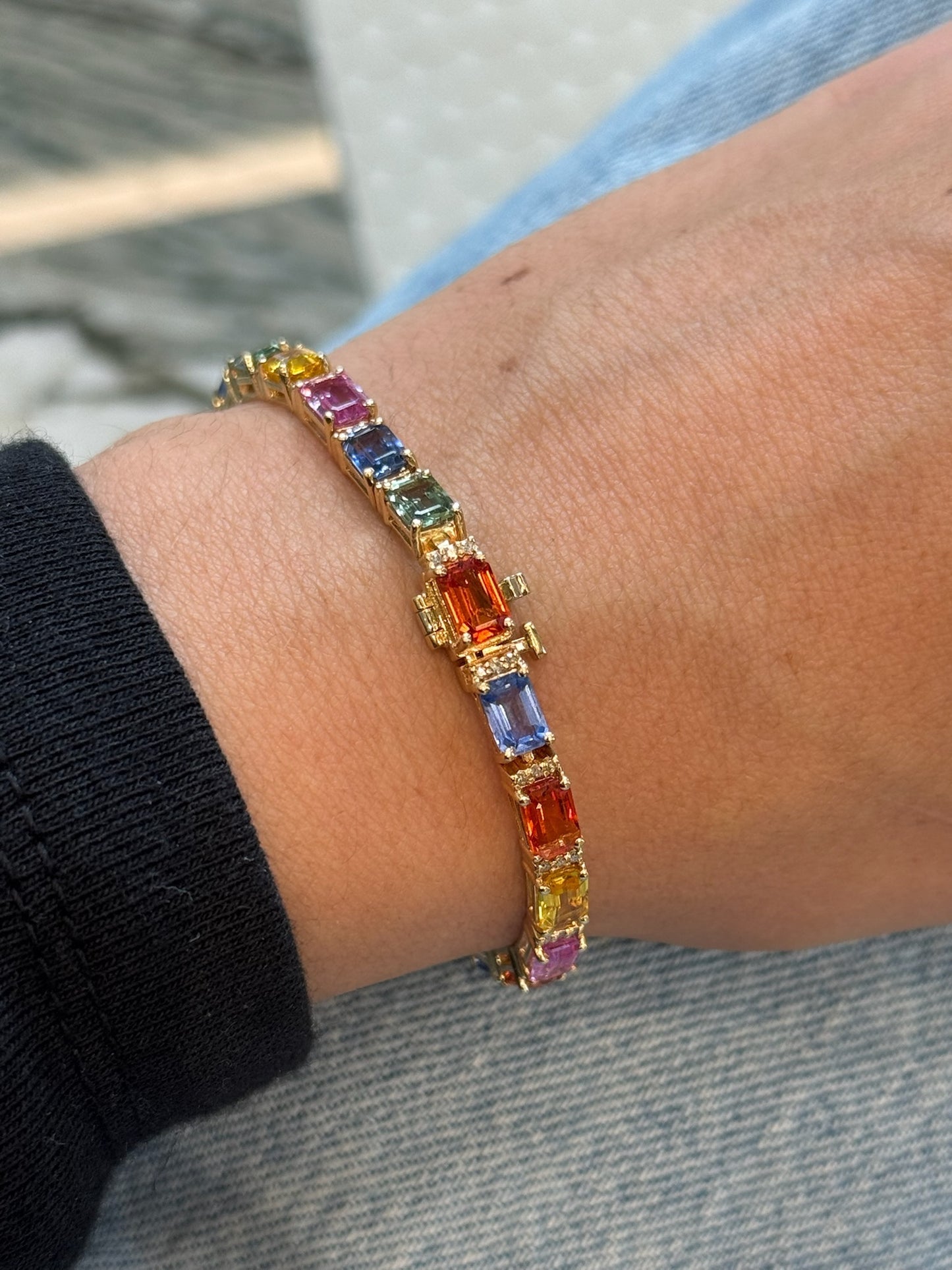 Vintage Effy Rainbow Sapphire and Diamond Tennis Bracelet – Henri Noël