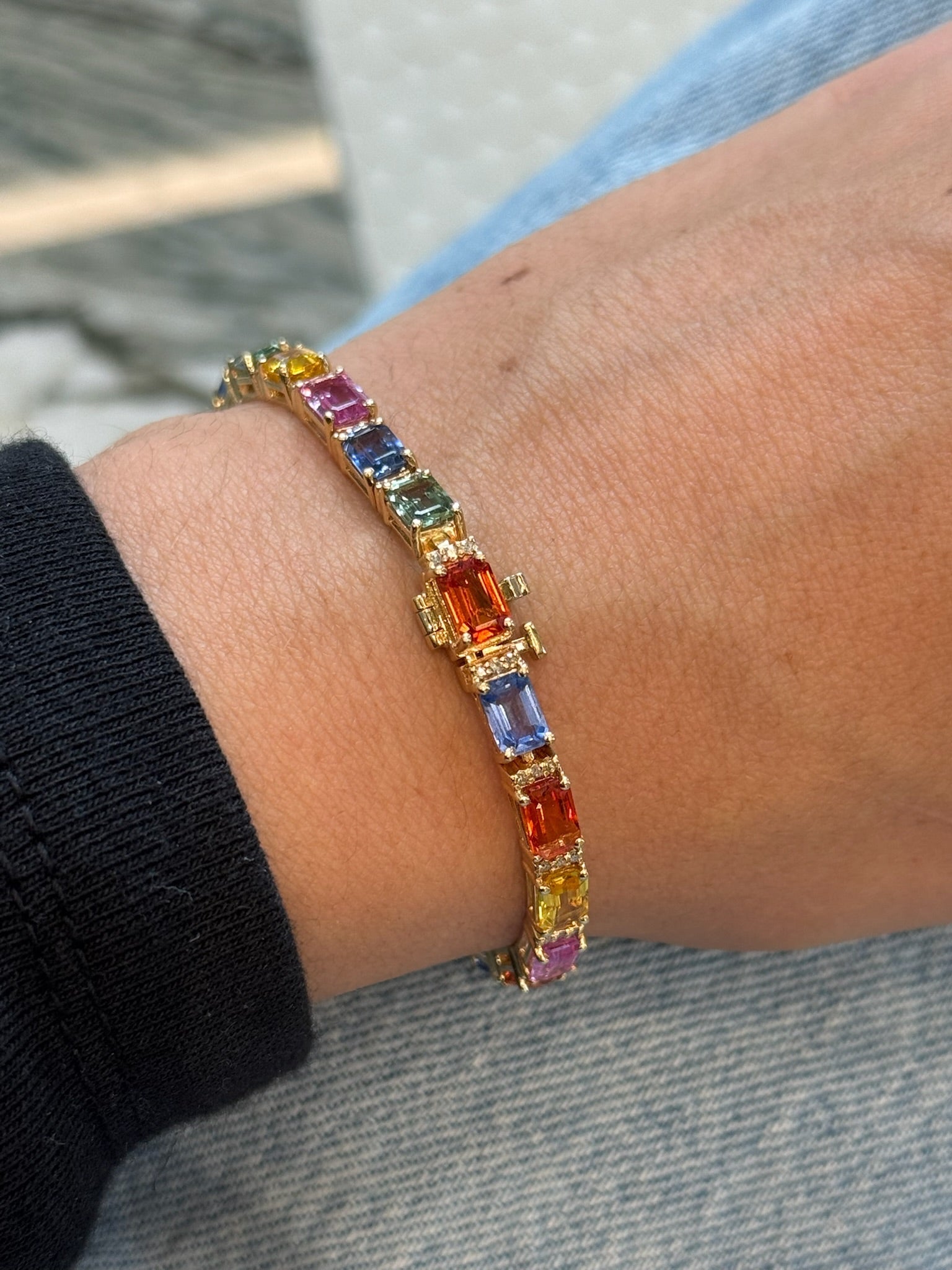 Vintage Effy Rainbow Sapphire and Diamond Tennis Bracelet – Henri Noël