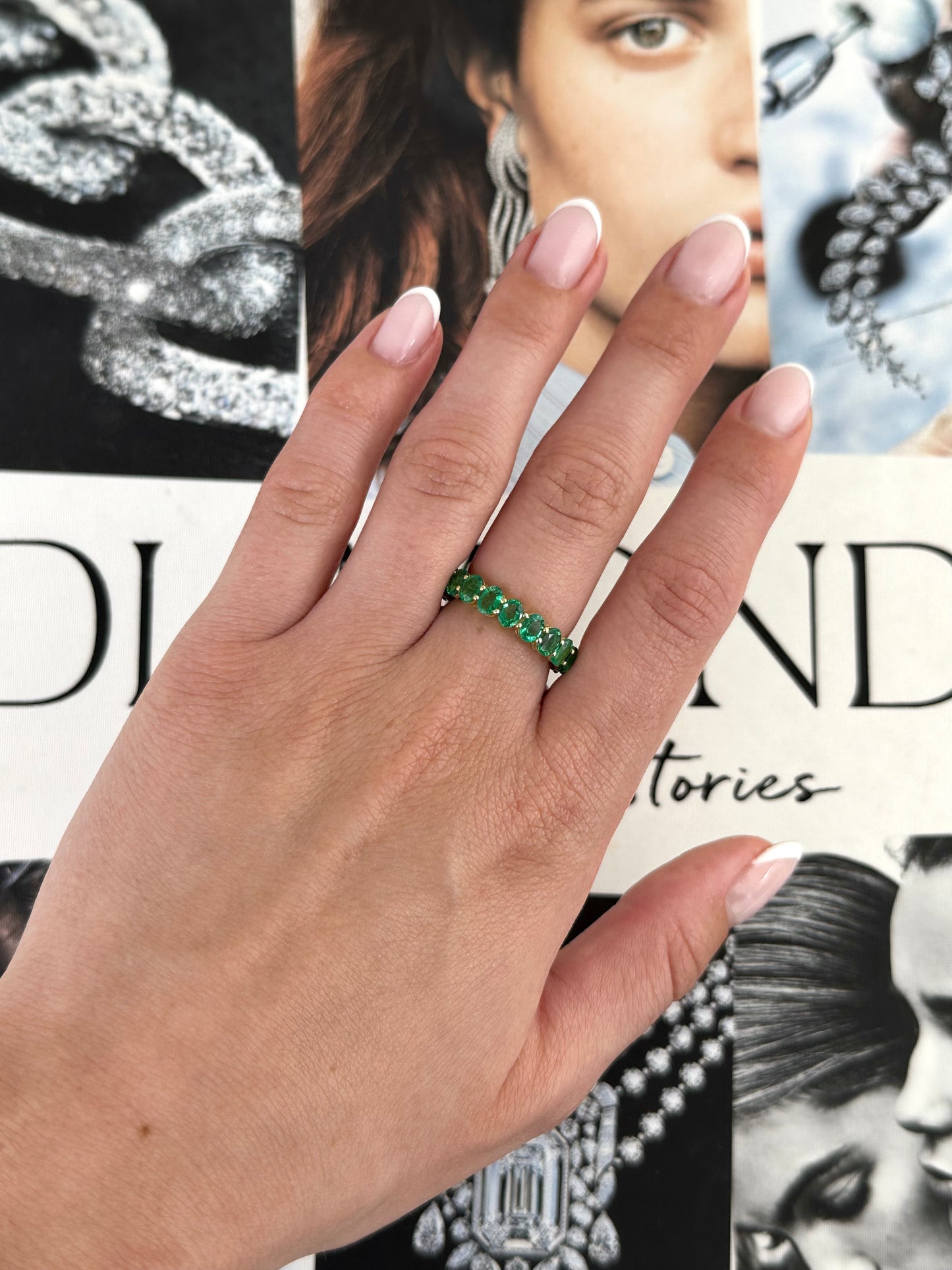 Emerald Oval Eternity Band