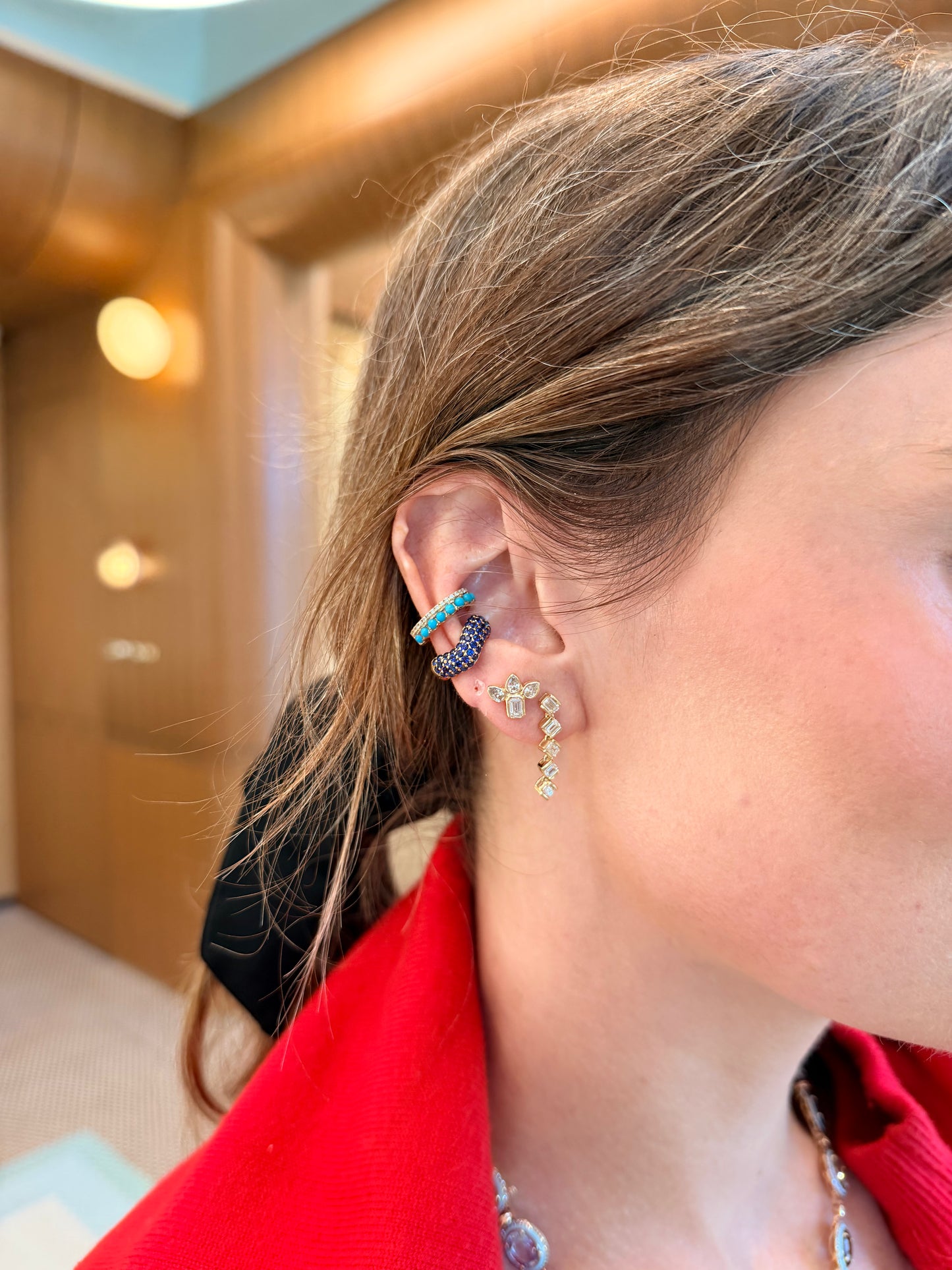 Diamond and Turquoise Ear Cuff – Henri Noël