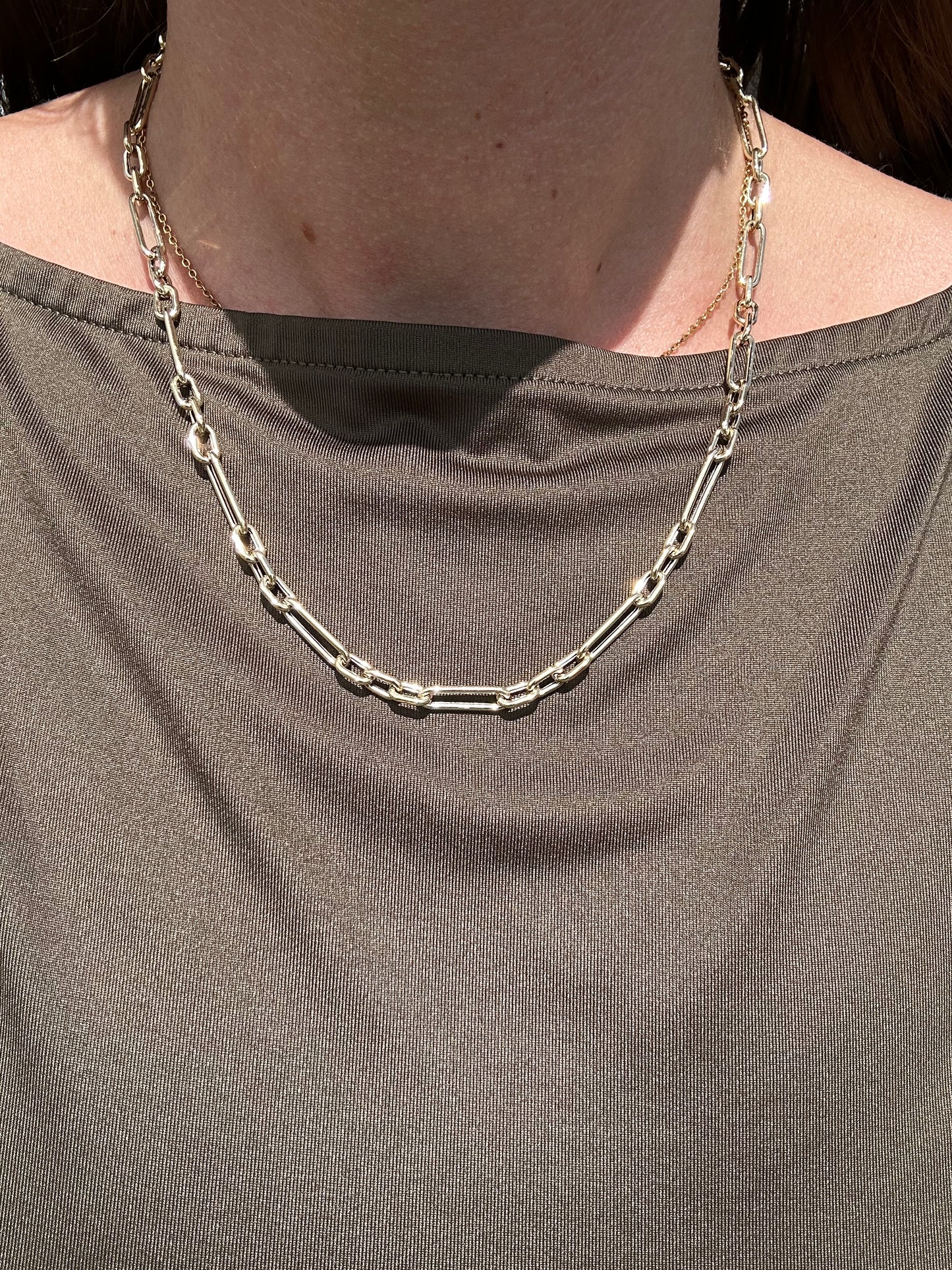 14K Mixed Paperclip Chain