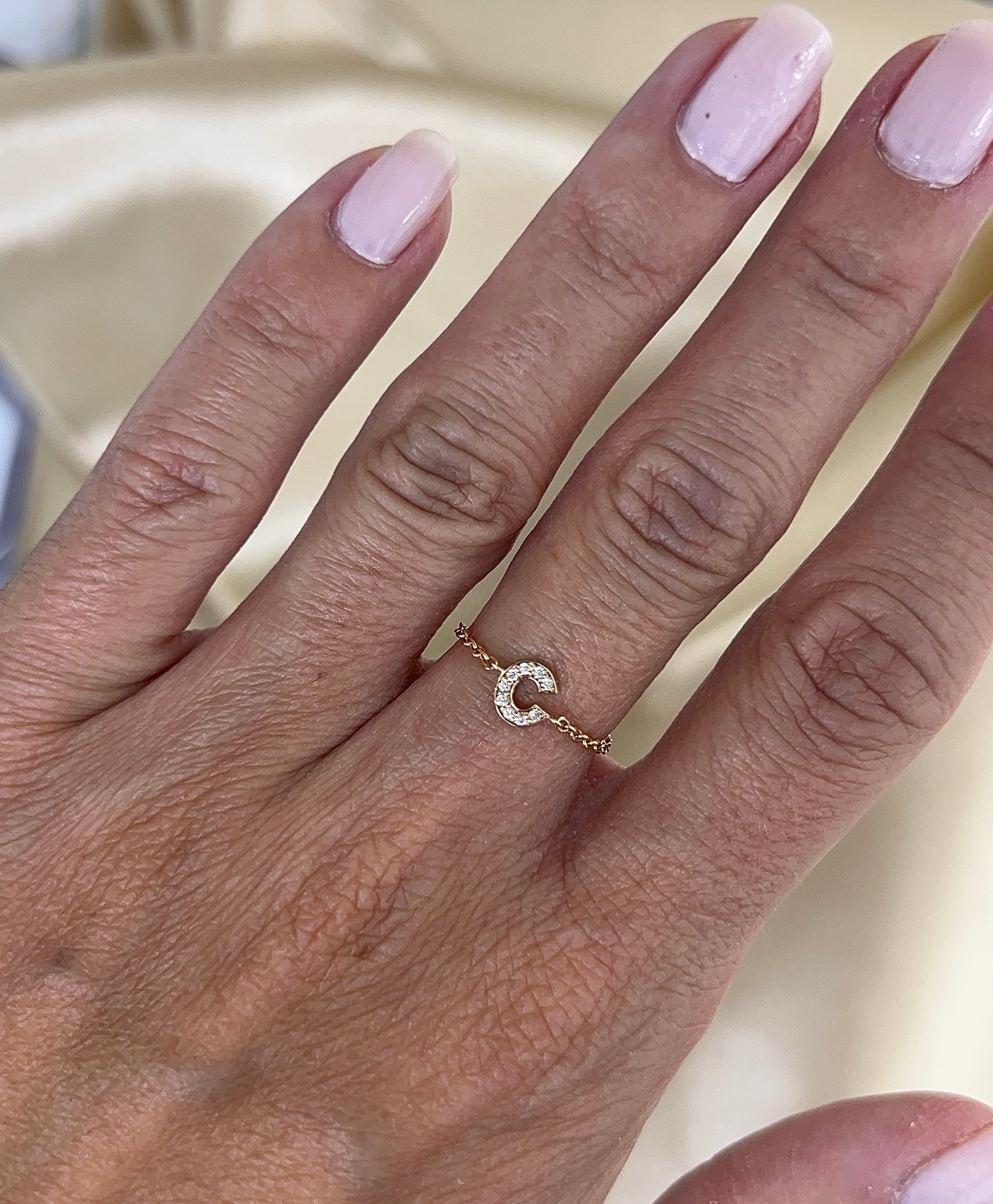 Adjustable "C" Initial Diamond Chain Ring