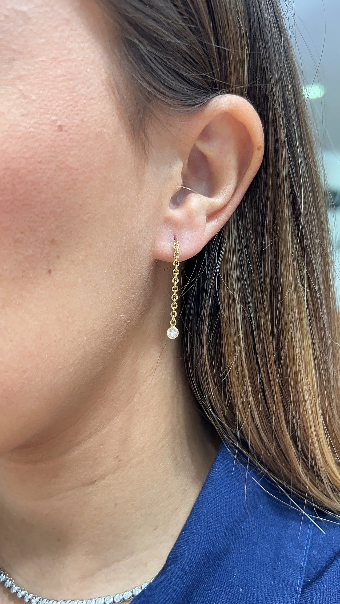 Diamond Chain Drop Earrings