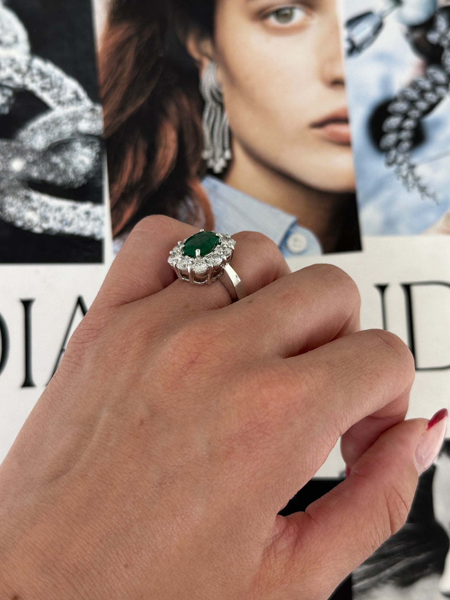 Emerald and Diamond Cocktail Ring